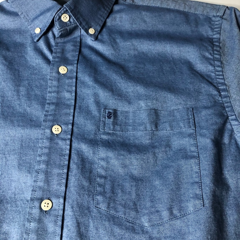 Izod Saltwater Blue Men Button Down Shirt Sz Med - Picture 2 of 4